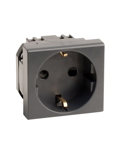 Розетка силовая 2Р+Е, со шторками, «Viva», 2 мод., цвет черный DKC (45205) в Волгограде Аксессуары для кабель-канала Pintop.ru