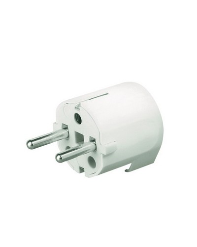 Вилка кабельная, бытовая с боковым вводом кабеля. Белая. IP20 16А 2P+E 230В DKC DIS13083 в Волгограде Аксессуары для стоек и шкафов Pintop.ru