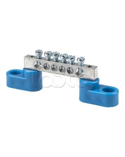 Шина 0 N (6x9мм) 6 отв. цинк 2 синих угловых изолятора EKF (sn1-63-06-2) в Волгограде Аксессуары для стоек и шкафов Pintop.ru