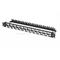 Коммутационная панель 19” наборная, UTP 6A, 1U, 24 порта, черный Eurolan (27B-00-24BL-UA)