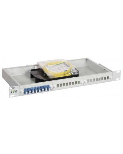 1U кросс укомплектованный: LC (duplex) 4шт; (OS2) ITK FOBX24-1U-4LCUD09 в Волгограде Кросс оптический Pintop.ru