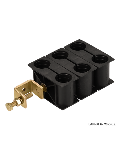 Комплект крепления для 6-ти коаксиальных кабелей диаметром 7/8, со струбциной LANMASTER LAN-CFX-7/8-6-EZ в Волгограде Аксессуары для стоек и шкафов Pintop.ru