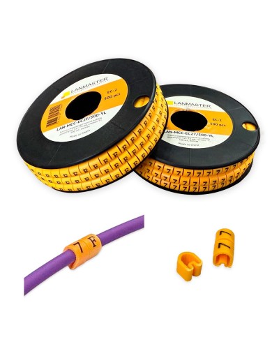 Клипса маркировочная на кабель диаметром 3.6–7.4 мм, символ B, 500 шт., желтая LANMASTER LAN-MCC-EC2B/500-YL в Волгограде Аксессуары для стоек и шкафов Pintop.ru