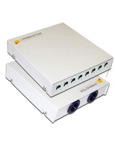 Кросс оптический настенный, металлический, на 8 ST адаптеров LANMASTER LAN-FOBM-WM-8ST в Волгограде Кросс оптический Pintop.ru