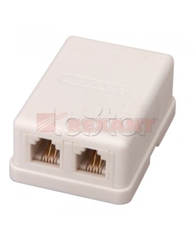 Розетка телефонная 2x6P-4C (50шт/уп) REXANT 03-0002 в Волгограде Блоки розеток Pintop.ru