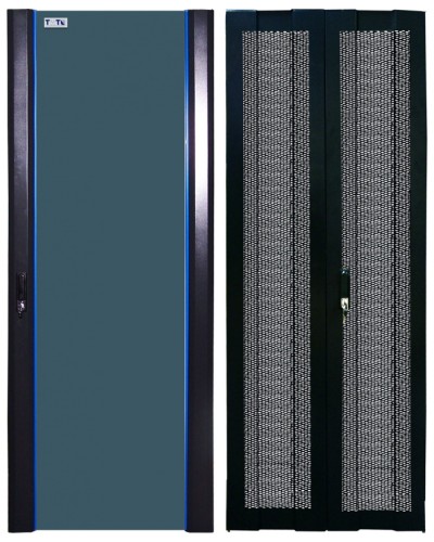 Комплект дверей 42U, 800 мм, черный, передняя - стекло, задняя - распашная перфорированна TWT TWT-CBB-DR42-8x-S-GP в Волгограде Аксессуары для стоек и шкафов Pintop.ru