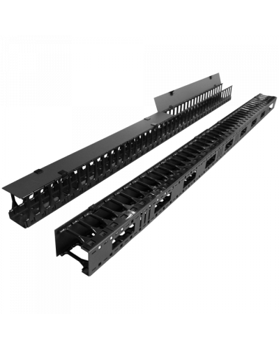 Вертикальные органайзеры с пласт пальцами, глубина 175 мм, 42U, черные TWT (TWT-CBB-DVO-42U/L) в Волгограде Кабельные органайзеры Pintop.ru