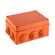JBS150 Коробка огн. E110, о/п 150х110х70мм, без галогена, 10 вых., IP55, 5P, (0,15-2,5 мм2), цвет оранж. Экопласт (43099HF)