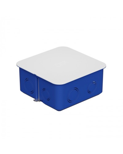 Коробка распределительная с крышкойдля г/к 100x100х50мм с металл. лапками, цвет синий IP30 Экопласт (44667) в Волгограде Распределительные коробки Pintop.ru