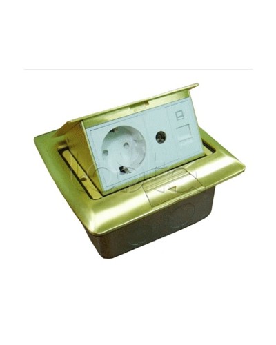 Люк встраиваемый на 1,5 модуля (45х45 мм) с коробкой, латунь, IP44 Экопласт 70023 в Волгограде Системы лючков и колонн Pintop.ru