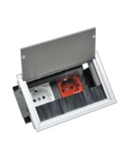 Люк настольный встраиваемый на 2 модуля (45х45мм) с крышкой, алюминий IP20 Экопласт 70042 в Волгограде Системы лючков и колонн Pintop.ru