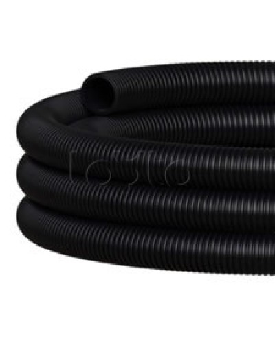 NR040 Двустен. труба ПНД гибкая откр. прокладки, SN29, с зондом, D40мм (50м) чёрный Экопласт (801040HFR-UF-BL) в Волгограде Труба гофрированная Pintop.ru