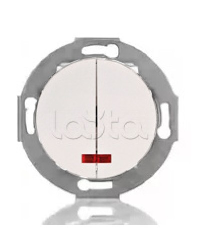 Выключатель двухклавишный Экопласт (схема 5L) с индикатором 10 A, 250 B (белый) Vintage в Волгограде Розетки компьютерные и телефонные Pintop.ru