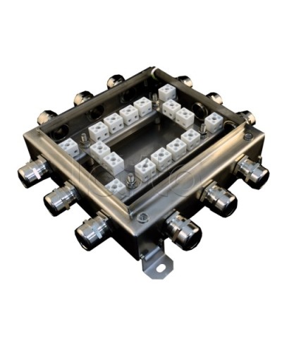 Коробка монтажная огнестойкая Гефест КМ-О (32к*6,0)-IP66 2020нерж, 12 вводов 200х200х60 в Волгограде Распределительные коробки Pintop.ru