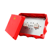 Коробка распределительная огнестойкая КРОПС-П4, IP54, габаритные размеры 150х110х70 мм, для кабелей сечением до 2,5 мм2, 8 клемм КМ-Профиль (FRJB-KM-P4-2.5-08-КРОПС-IP54)