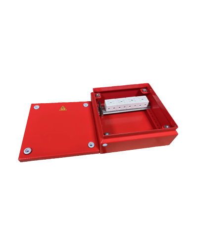 Коробка распределительная огнестойкая КРОПС, IP65, габаритные размеры 200х200х80 мм, для кабелей сечением до 25 мм2, 4 клеммы КМ-Профиль (FRJB-KM-ST6-25-04-КРОПС-IP65) в Волгограде Распределительные коробки Pintop.ru