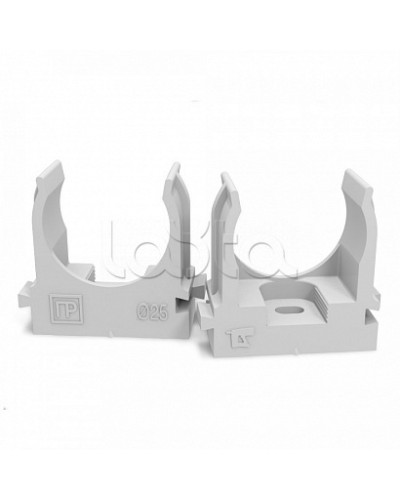 Крепеж-клипса для труб атмосферостойкая для монтажного пистолета серая в п/э d25 мм (100шт/700шт уп/кор) Промрукав (PR13.0403) в Волгограде Держатели, клипсы, скобы Pintop.ru