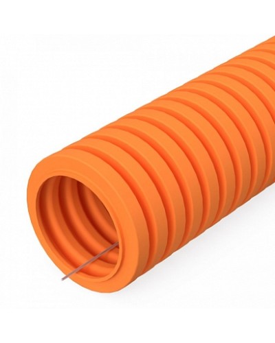 Труба гофрированная ПВХ легкая 350 Н оранжевая с/з d25 мм (50 м/2600 м уп/пал) Промрукав (PR01.0132) в Волгограде Труба гофрированная Pintop.ru