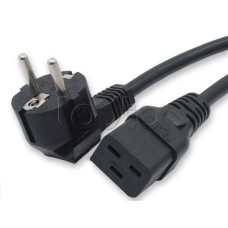 Кабель питания компьютера (Shucko - C13), 10A, угловая вилка, 3м Hyperline PWC-IEC19-SHM-3.0-BK