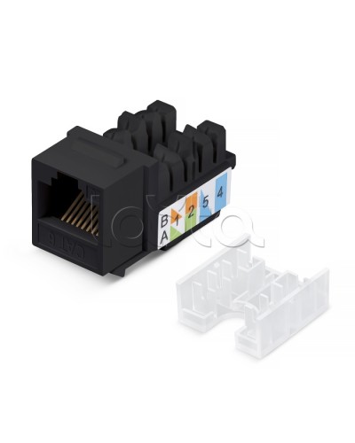 Вставка Keystone Jack RJ-45, категория 5e, заделка тип 110, черная, со стяжкой Cabeus KJ-RJ45-Cat.5e-90-SW-BK в Волгограде Модули Keystone Pintop.ru