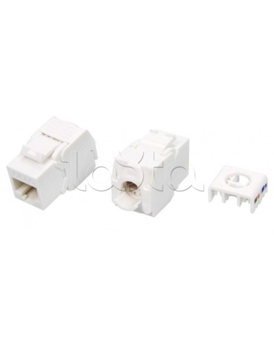 Вставка Keystone Jack RJ-45(8P8C) Hyperline KJ8-8P8C-C6-180-TLS-WH в Волгограде Модули Keystone Pintop.ru