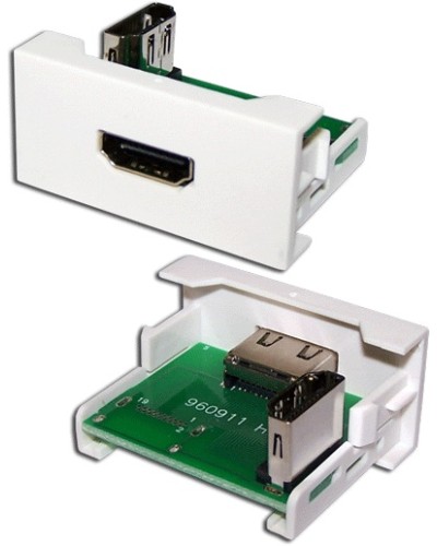 Вставка Mosaic 22.5x45 с адаптером HDMI 90 градусов, мама, белая LANMASTER (LAN-WA-LP-HD90F-WH) в Волгограде Коннекторы и разъемы Pintop.ru