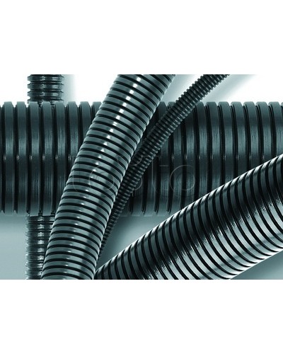 Труба ПА 6 гофр. DN48мм, ПВ-0, Dвн 47,4 мм, Dнар 54,5 мм, цвет тёмно-серый, без протяжки DKC PA604855F0 в Волгограде Гладкая труба Pintop.ru