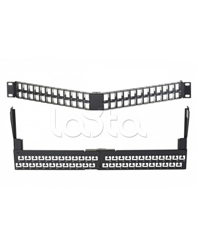 Коммутационная угловая панель 19” наборная, FTP, 1U, 48 портов, черный Eurolan (27A-00-48-01BL) в Волгограде Патч панель Pintop.ru