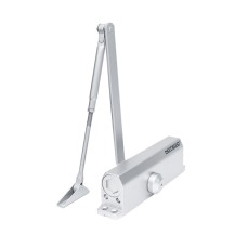 Доводчик NOTEDO DC-160 DA EN3-4, с задержкой закрывания, с рычажной тягой, (серебро) (RAL9006)