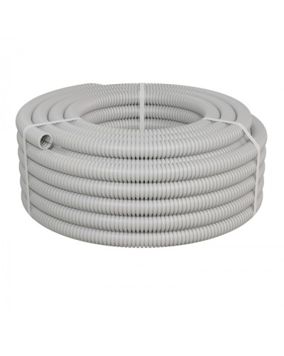 Труба ПНД-FRUF гофрир. легкая, с зондом, без галогена, трудногорючая, атмосферостойкая,цвет серый, диам. 32мм (25м) Экопласт (20132HFR-UF) в Волгограде Труба гофрированная Pintop.ru