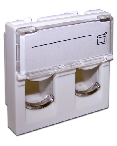 Вставка 45x45 на 2 модуля, со шторкой и увеличенным окном маркировки, белая LANMASTER (LAN-SIP-24L-WH) в Волгограде Коннекторы и разъемы Pintop.ru