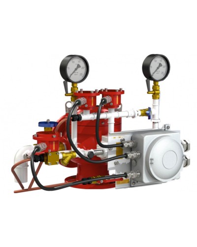 Узел управления с комбинированным приводом взрывозащищенный Спецавтоматика УУ-Д150/1,6(Р,Э24,Г0,07)-ВФ.У3.1 (вариант с отводом) в Волгограде Устройства пуска водяного пожаротушения Pintop.ru