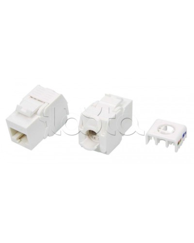 Вставка Keystone Jack RJ-45(8P8C) Hyperline KJ8-8P8C-C5e-180-TLS-WH в Волгограде Модули Keystone Pintop.ru